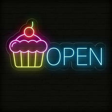 Cupcake Open Neon Sign | Sweet Delights Await! - NEONXPERT