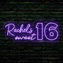 Custom Name Sweet 16 Neon Sign - Personalized Birthday Party Backdrop - NeonXpert