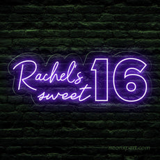 Custom Name Sweet 16 Neon Sign - Personalized Birthday Party Backdrop - NeonXpert