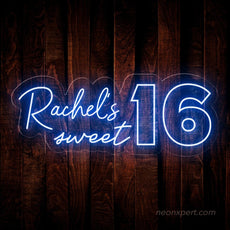 Custom Name Sweet 16 Neon Sign - Personalized Birthday Party Backdrop - NeonXpert