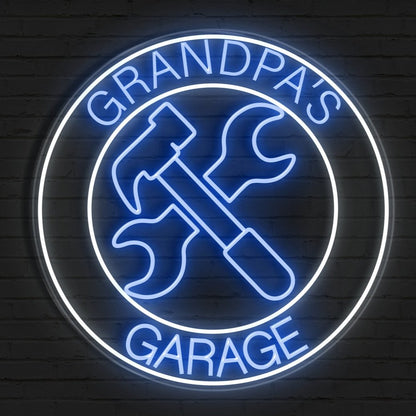 Custom Papa's Garage Neon Sign - Dad, Grandpa Gift - NeonXpert