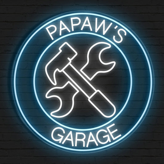 Custom Papa's Garage Neon Sign - Dad, Grandpa Gift - NeonXpert