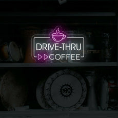 Drive Thru Coffee Neon Sign | LED Lighted Station Sign for Cafes - NEONXPERT