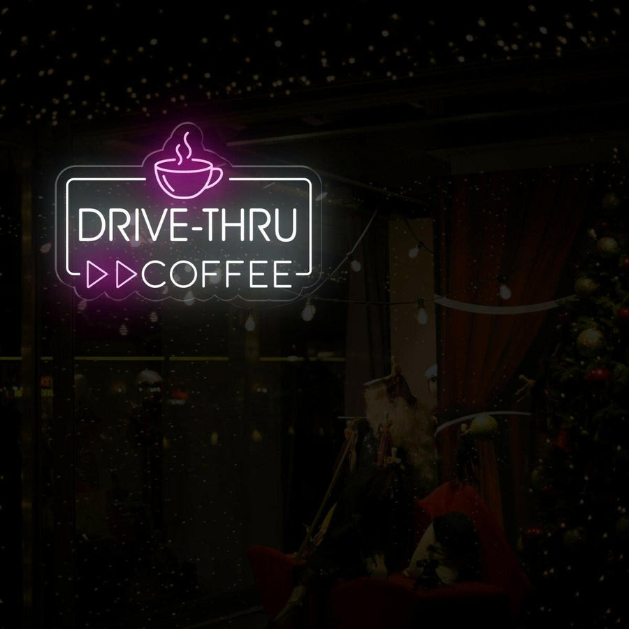 Drive Thru Coffee Neon Sign | LED Lighted Station Sign for Cafes - NEONXPERT