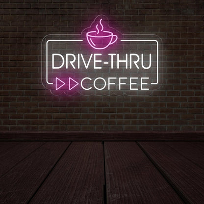 Drive Thru Coffee Neon Sign | LED Lighted Station Sign for Cafes - NEONXPERT