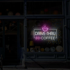 Drive Thru Coffee Neon Sign | LED Lighted Station Sign for Cafes - NEONXPERT