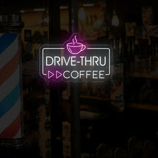 Drive Thru Coffee Neon Sign | LED Lighted Station Sign for Cafes - NEONXPERT