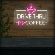 Drive Thru Coffee Neon Sign | LED Lighted Station Sign for Cafes - NEONXPERT