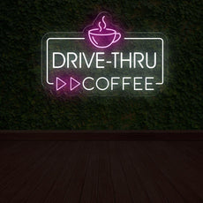 Drive Thru Coffee Neon Sign | LED Lighted Station Sign for Cafes - NEONXPERT