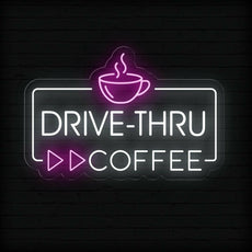 Drive Thru Coffee Neon Sign | LED Lighted Station Sign for Cafes - NEONXPERT