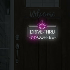 Drive Thru Coffee Neon Sign | LED Lighted Station Sign for Cafes - NEONXPERT