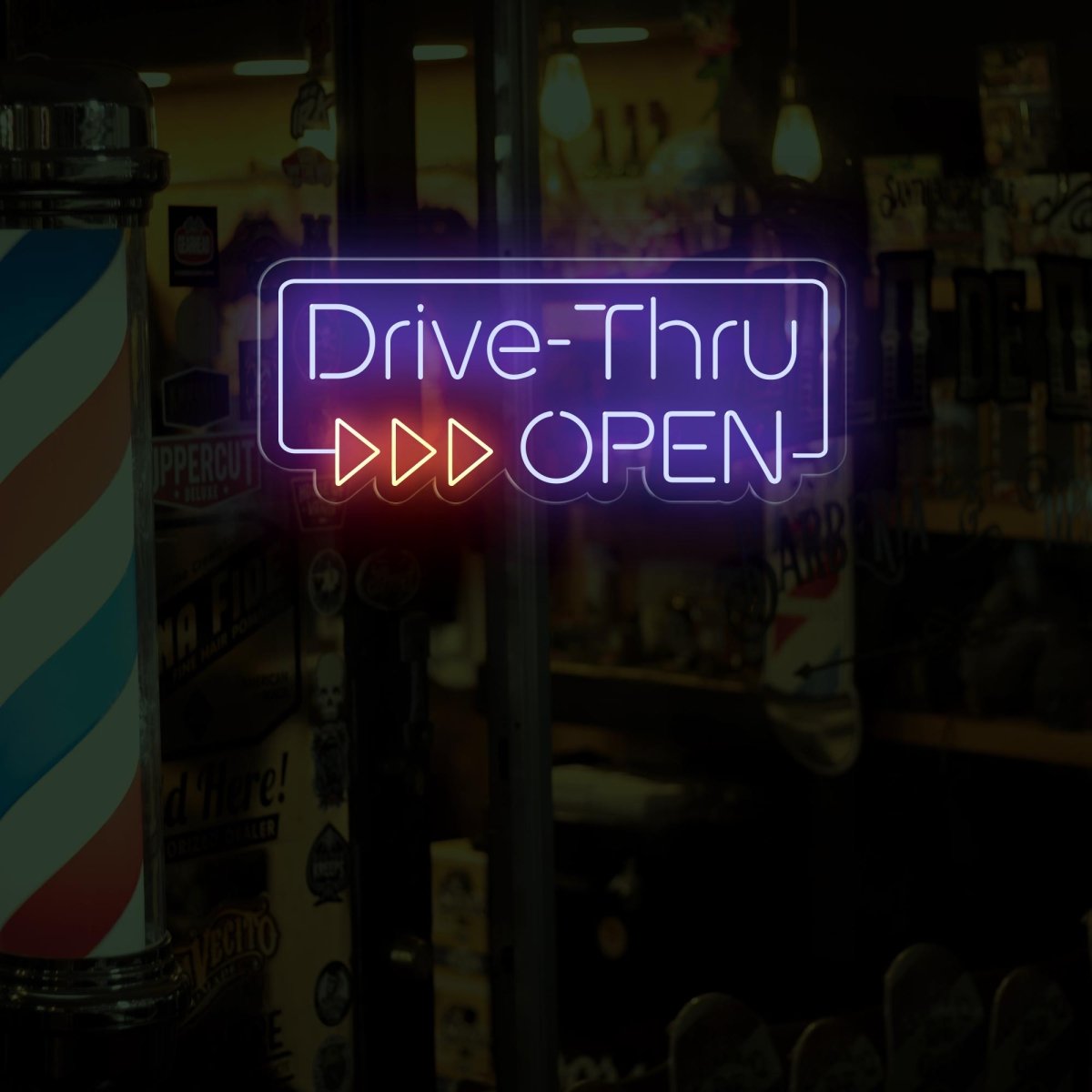 Drive Thru Open Neon Sign | LED Business Signage - NEONXPERT