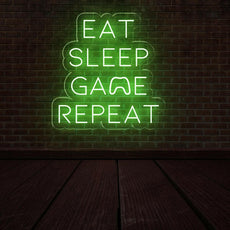 Eat Sleep Game Repeat Neon Sign - Essential Game Room Decor - NEONXPERT