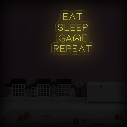 Eat Sleep Game Repeat Neon Sign - Essential Game Room Decor - NEONXPERT