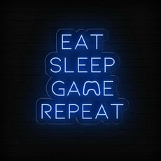 Eat Sleep Game Repeat Neon Sign - Essential Game Room Decor - NEONXPERT