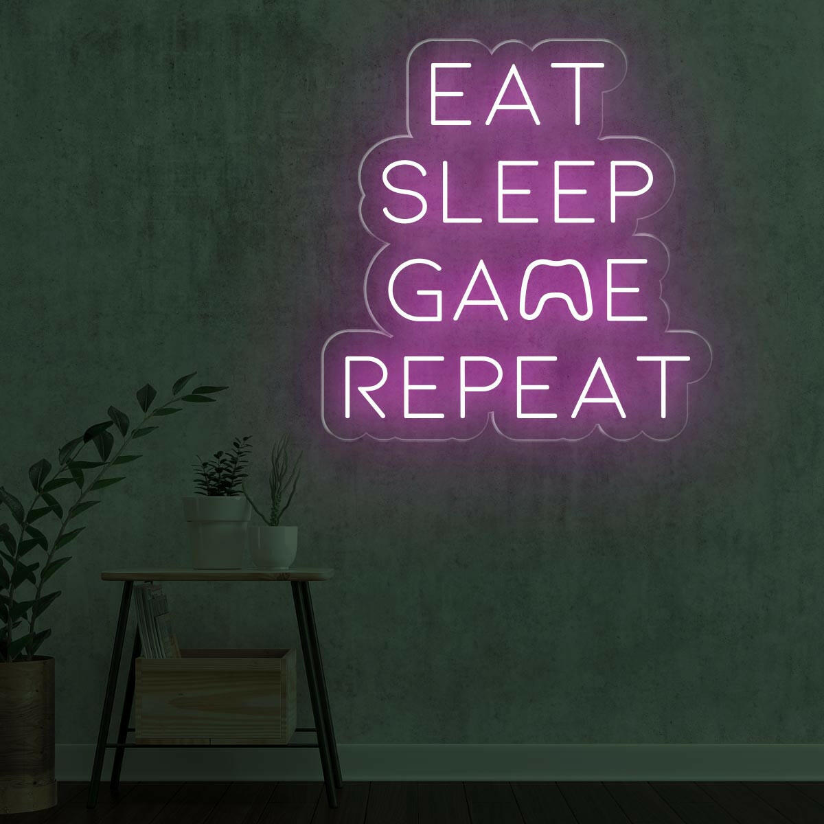 Eat Sleep Game Repeat Neon Sign - Essential Game Room Decor - NeonXpert