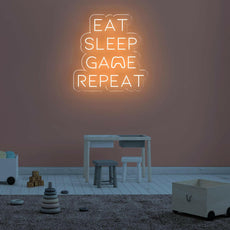 Eat Sleep Game Repeat Neon Sign - Essential Game Room Decor - NEONXPERT