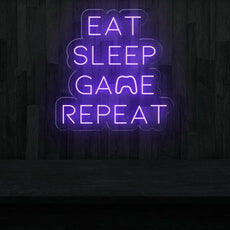 Eat Sleep Game Repeat Neon Sign - Essential Game Room Decor - NEONXPERT