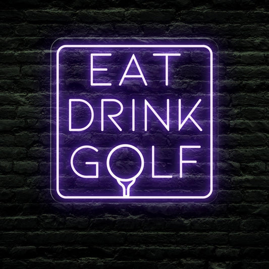 Elevate Your Man Cave with Eat Drink Golf - Golf Neon Sign - NEONXPERT