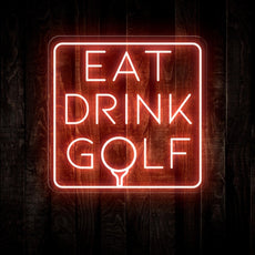 Elevate Your Man Cave with Eat Drink Golf - Golf Neon Sign - NEONXPERT