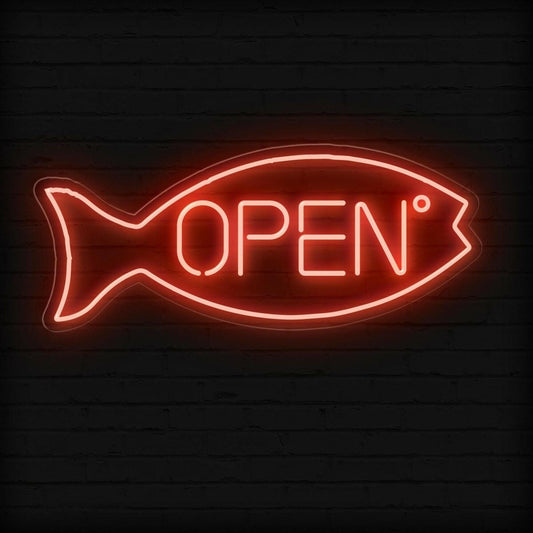 Fish Neon Sign Open | LED Light for Aquatic Charm - NEONXPERT