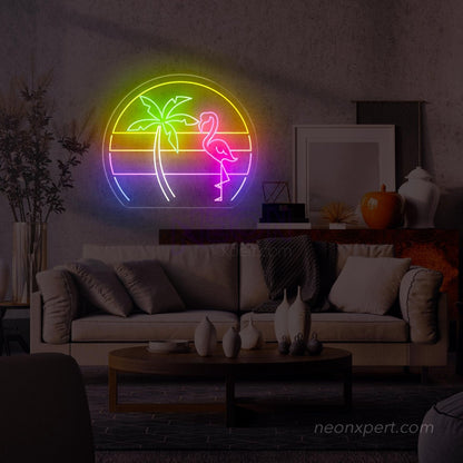 Flamingo Neon Palm Tree Sign Tropical Plant Led Light - NeonXpert