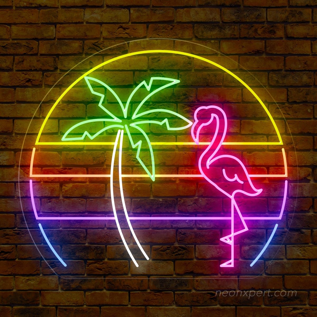 Flamingo Neon Palm Tree Sign Tropical Plant Led Light - NeonXpert
