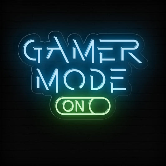 Gamer Mode On LED Neon Sign | Gaming Room Lights Decor - NEONXPERT