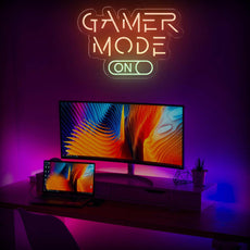 Gamer Mode On LED Neon Sign | Gaming Room Lights Decor - NEONXPERT