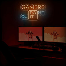 Gamers Don't Quit - Motivational Neon Sign | Game Room Decor - NEONXPERT