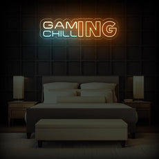 GAMING CHILLING - Game Room Neon Sign - LED Light Decor - NEONXPERT