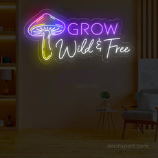 Grow Wild & Free Mushroom Neon Signs for Wall Decor - NeonXpert