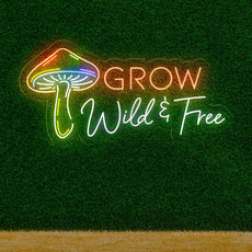 Grow Wild & Free Mushroom Neon Signs for Wall Decor - NeonXpert