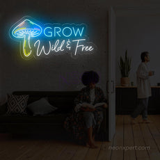 Grow Wild & Free Mushroom Neon Signs for Wall Decor - NeonXpert