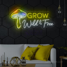 Grow Wild & Free Mushroom Neon Signs for Wall Decor - NeonXpert