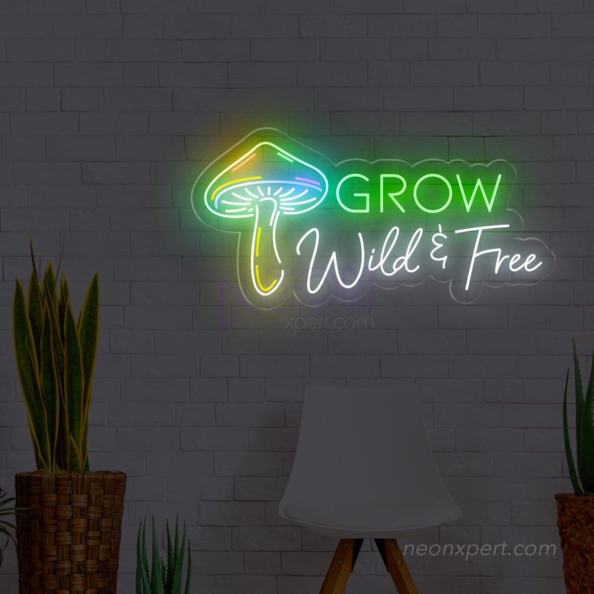 Grow Wild & Free Mushroom Neon Signs for Wall Decor - NeonXpert