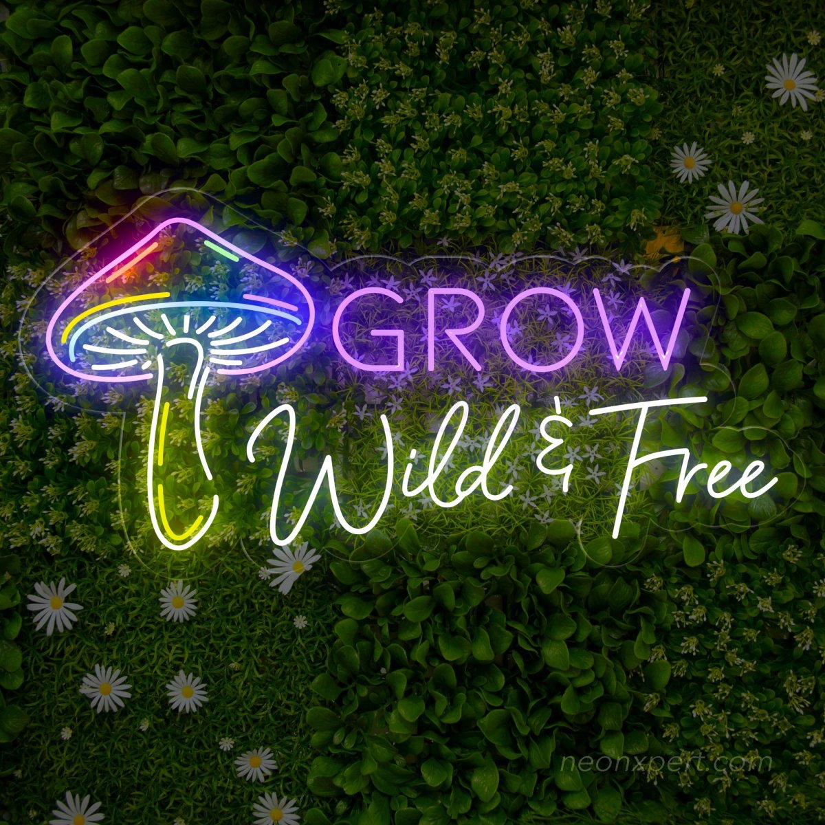 Grow Wild & Free Mushroom Neon Signs for Wall Decor - NeonXpert