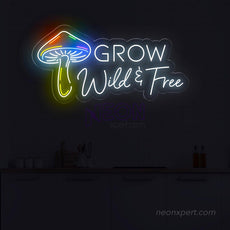 Grow Wild & Free Mushroom Neon Signs for Wall Decor - NeonXpert