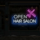 Hair Salon Open LED Neon Sign | Outdoor Business Signage - NEONXPERT