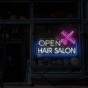 Hair Salon Open LED Neon Sign | Outdoor Business Signage - NEONXPERT