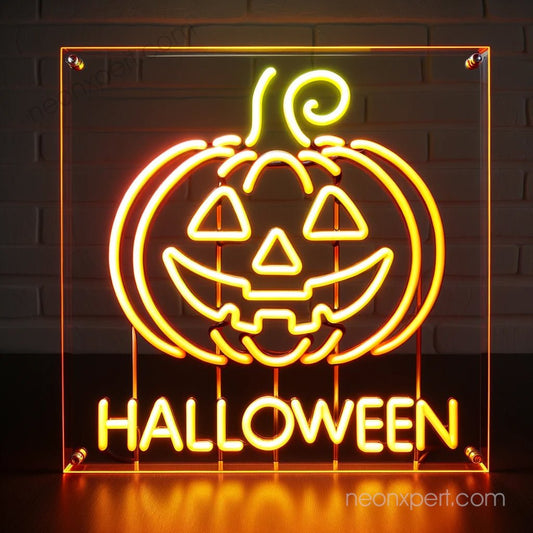 Halloween Expressive Pumpkin Neon Sign | LED Light Spooky Wall Decor - NeonXpert