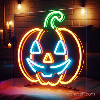 Halloween Expressive Pumpkin Neon Sign | LED Light Spooky Wall Decor - NeonXpert
