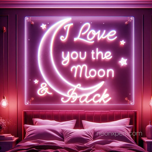 I Love You To The Moon & Back Neon Sign | LED Light Anniversary Gift - NeonXpert