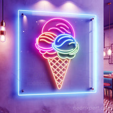 Ice Cream Cone Neon Sign – LED Light Wall Decor - NeonXpert