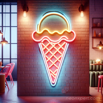 Ice Cream Cone Neon Sign – LED Light Wall Decor - NeonXpert