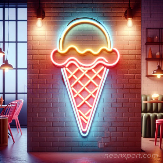 Ice Cream Cone Neon Sign – LED Light Wall Decor - NeonXpert