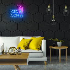 Iced Coffee Neon Sign: Chill Vibes for Your Space - NeonXpert