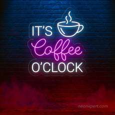 It's Coffee O'clock Neon Sign - Time for a coffee glow - NeonXpert