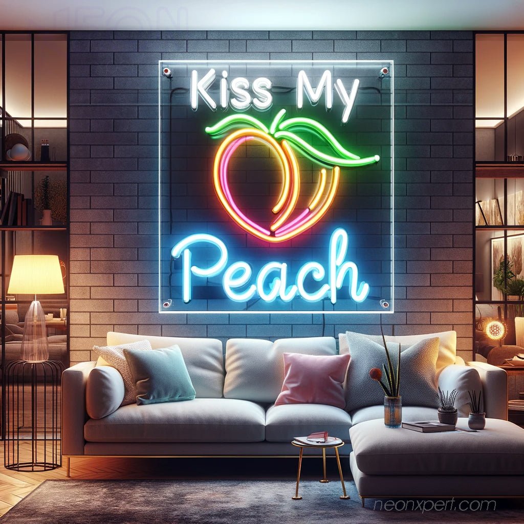 Kiss My Peach Neon Sign – Bold and Flirty LED Decor - NeonXpert