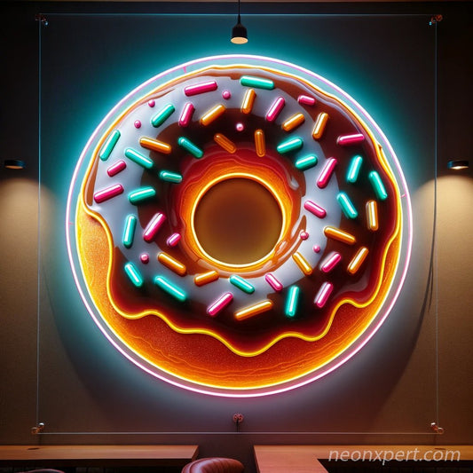 Large Donut UV Printed LED Neon Sign Wall Decor - NeonXpert